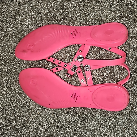 NINE WEST Womens Size 9M Juniper Jelly Thong Sandals Pink Rhinestones. Worn once - Picture 4 of 4